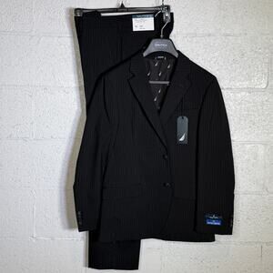Nautica Men's Modern-Fit Stretch Fall Suit black pinstripe 36S 30W $395